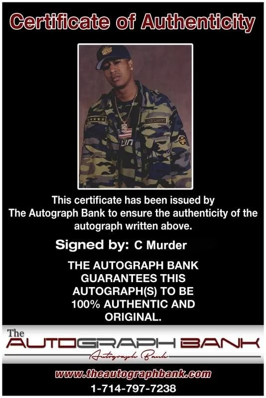 C-Murder — TRU No Limit C Murder authentic signed rap 8x10 photo W/Certificate Autographed, изображение 2