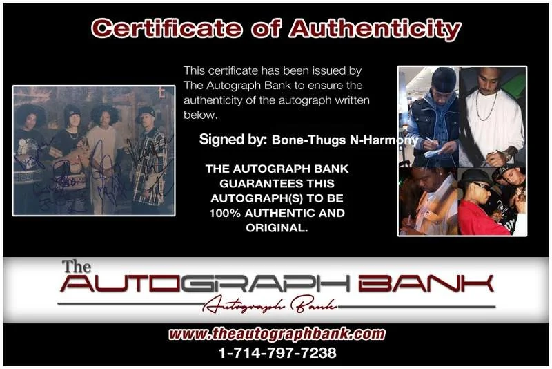 Bone Thugs-N-Harmony — Bone-Thugs N-Harmony authentic signed rap 8x10 photo W/Certificate Autograph 100, image 2