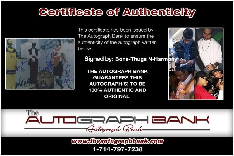 Bone Thugs-N-Harmony — Bone-Thugs N-Harmony authentic signed rap 8x10 photo W/Certificate Autograph 095, image 2