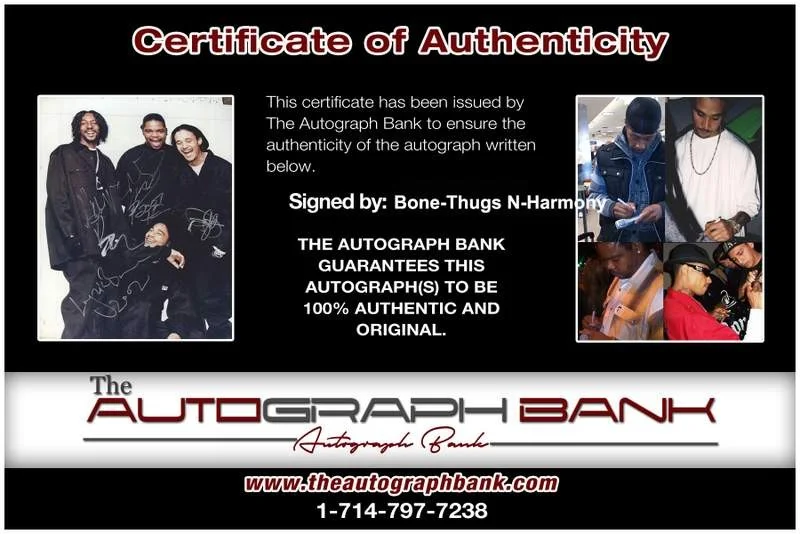 Bone Thugs-N-Harmony — Bone-Thugs N-Harmony authentic signed rap 8x10 photo W/Certificate Autograph 105, image 2