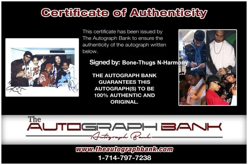 Bone Thugs-N-Harmony — Bone-Thugs N-Harmony authentic signed rap 8x10 photo W/Certificate Autograph 106, image 2