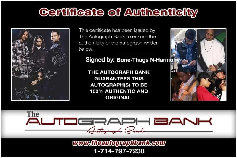 Bone Thugs-N-Harmony — Bone-Thugs N-Harmony authentic signed rap 8x10 photo W/Certificate Autograph 086, image 2