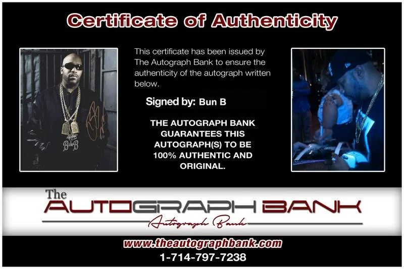 Bun B — UGK Bun B Signed authentic signed rap 8x10 photo W/Certificate Autographed A0121, image 2