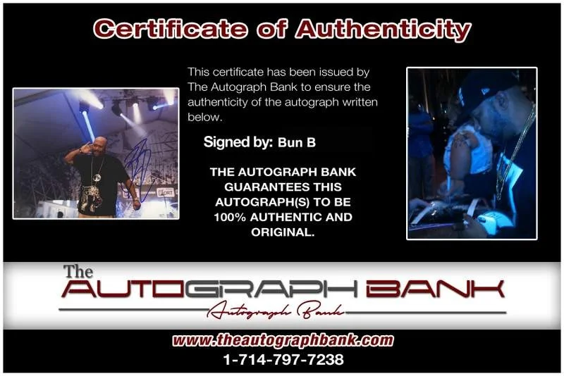Bun B — UGK Bun B Signed authentic signed rap 8x10 photo W/Certificate Autographed A0118, image 2