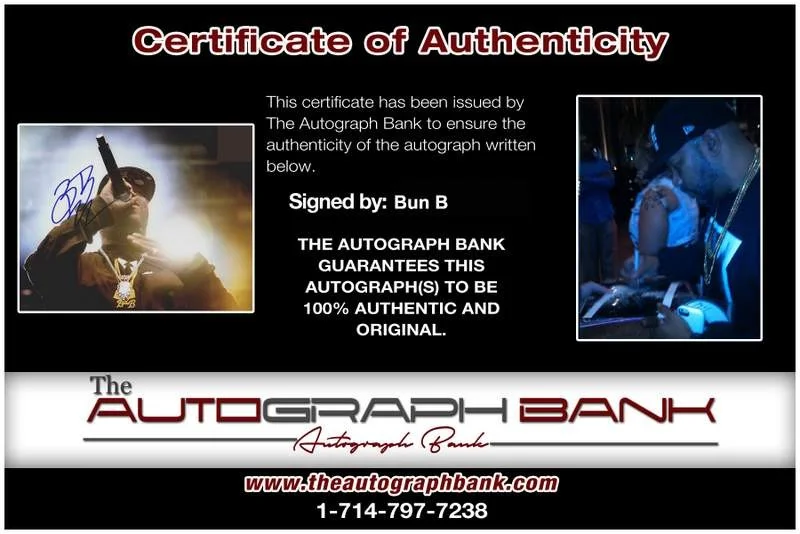 Bun B — UGK Bun B Signed authentic signed rap 8x10 photo W/Certificate Autographed A0117, image 2