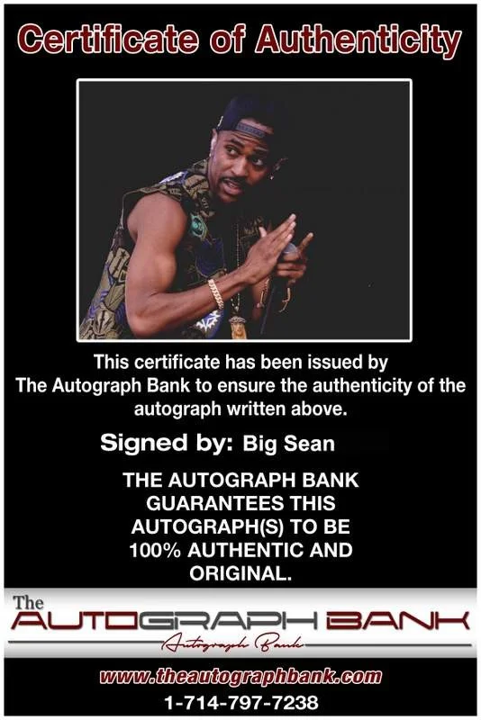 Big Sean — Big Sean authentic signed rap 8x10 photo W/Certificate Autographed (A0054), изображение 2