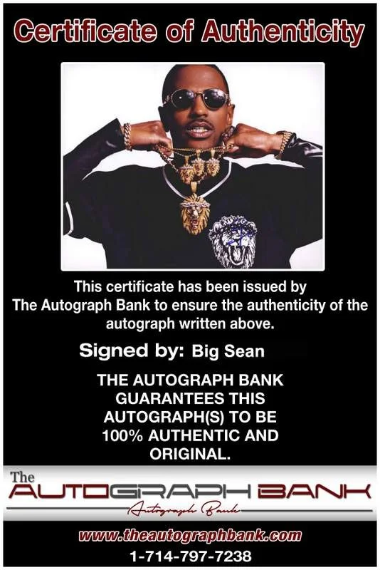 Big Sean — Big Sean authentic signed rap 8x10 photo W/Certificate Autographed (A0055), изображение 2