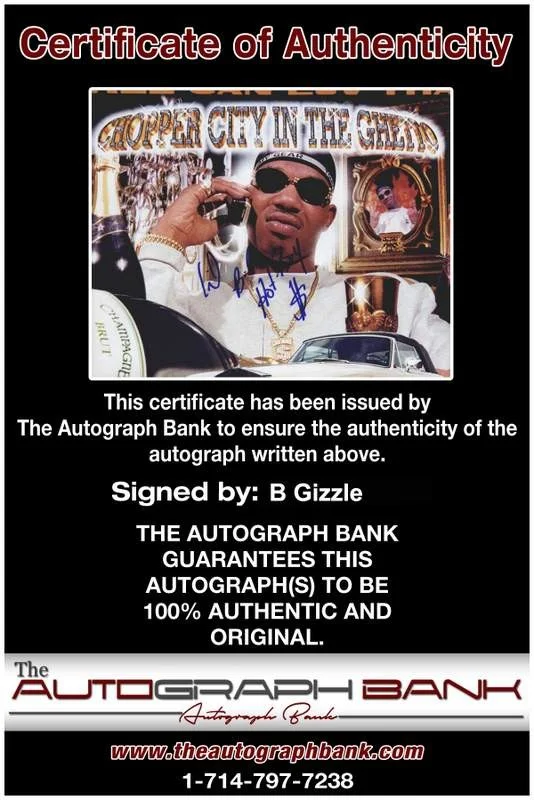 B Gizzle BG — BG Gizzle B.G. authentic signed rap 8x10 photo W/Certificate Autographed 05, image 2