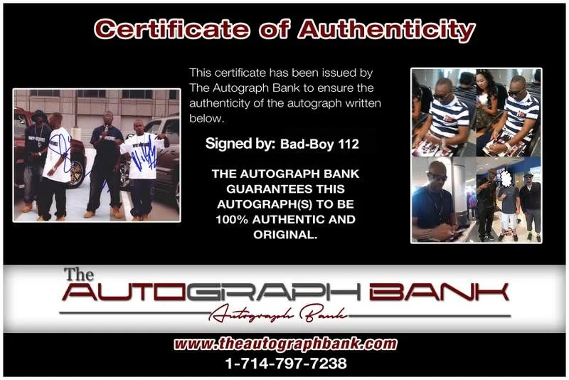 112 — Bad-Boy 112 authentic signed rap 8x10 photo W/Certificate Autographed (A0008), изображение 2