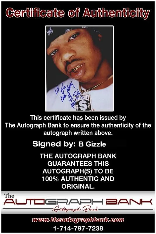 B Gizzle BG — BG Gizzle B.G. authentic signed rap 8x10 photo W/Certificate Autographed 07, image 2