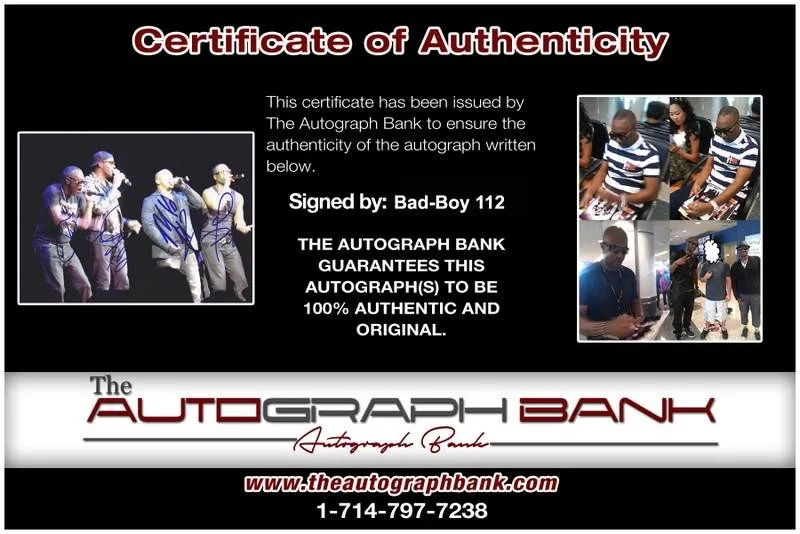 112 — Bad-Boy 112 authentic signed rap 8x10 photo W/Certificate Autographed (A0004), image 2