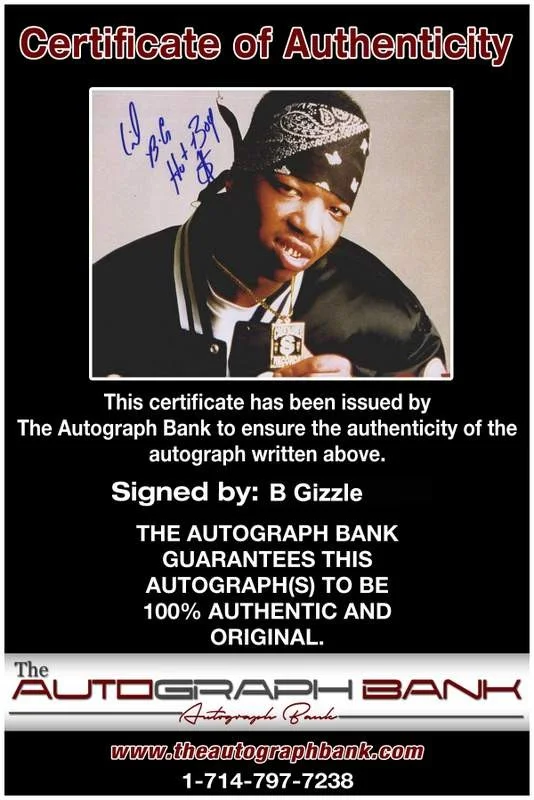 B Gizzle BG — BG Gizzle B.G. authentic signed rap 8x10 photo W/Certificate Autographed 04, image 2