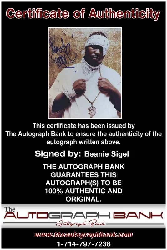 Beanie Sigel — Beanie Sigel authentic signed rap 8x10 photo W/Certificate Autographed (A0043), image 2