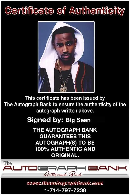 Big Sean — Big Sean authentic signed rap 8x10 photo W/Certificate Autographed (A0058), изображение 2