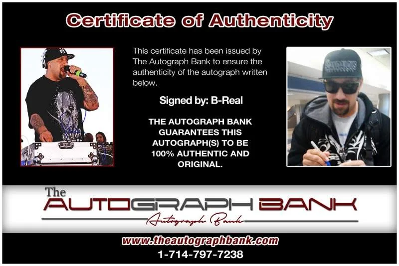 B-Real — Cypress Hill B-Real authentic signed rap 8x10 photo W/Cert Autographed A00571, изображение 2