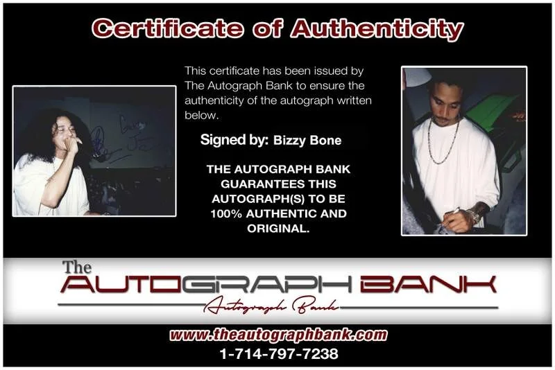 Bizzy Bone — Bone Thugs N Harmony BTNH Bizzy Bone authentic signed rap 8x10 photo 065, изображение 2