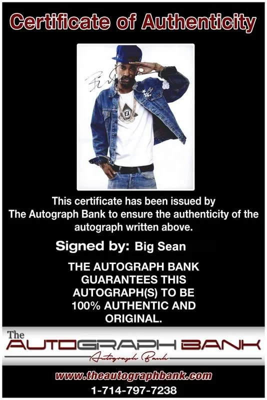 Big Sean — Big Sean authentic signed rap 8x10 photo W/Certificate Autographed (A0060), изображение 2