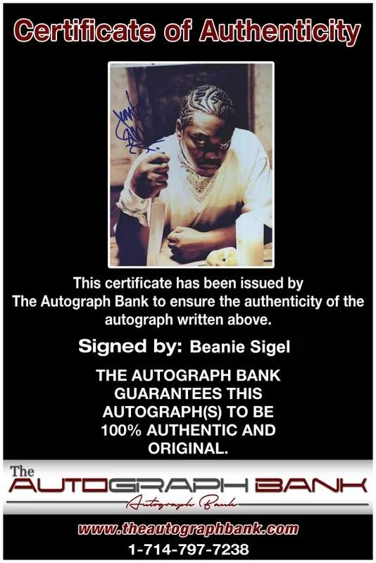 Beanie Sigel — Beanie Sigel authentic signed rap 8x10 photo W/Certificate Autographed (A0040), image 2