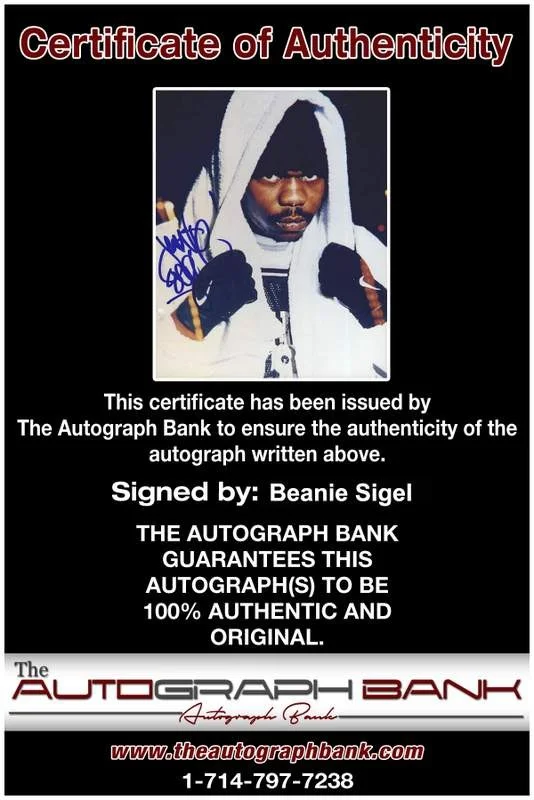 Beanie Sigel — Beanie Sigel authentic signed rap 8x10 photo W/Certificate Autographed (A0042), image 2