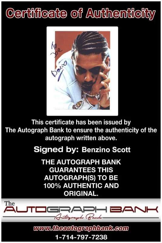 Benzino — Benzino Scott authentic signed rap 8x10 photo W/Certificate Autographed (A0045), image 2