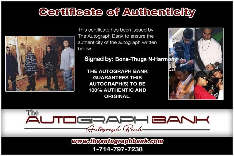 Bone Thugs-N-Harmony — Bone-Thugs N-Harmony authentic signed rap 8x10 photo W/Certificate Autograph 085, image 2