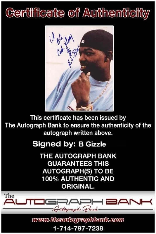 B Gizzle BG — BG Gizzle B.G. authentic signed rap 8x10 photo W/Certificate Autographed 12, image 2
