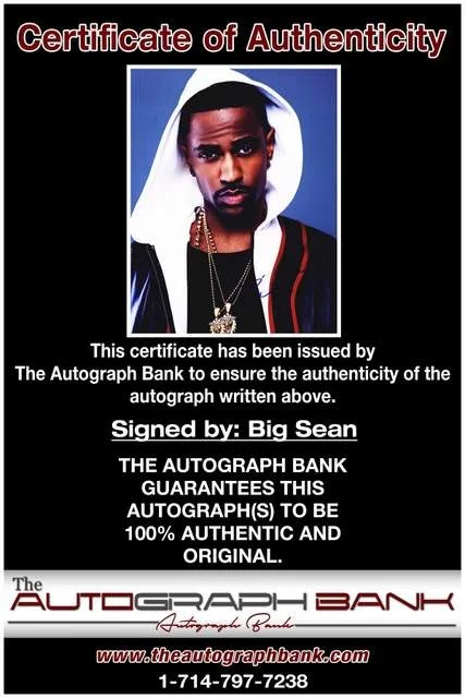 Big Sean — Big Sean authentic signed rap 8x10 photo W/Certificate Autographed, изображение 2