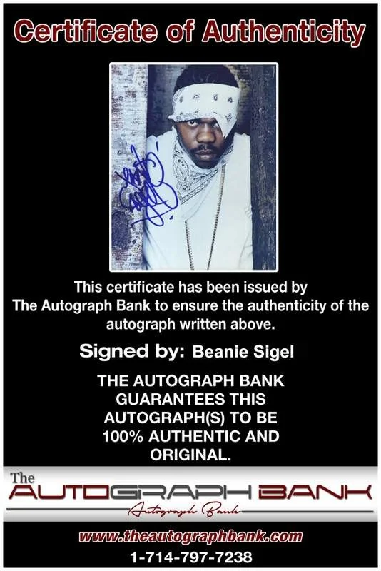 Beanie Sigel — Beanie Sigel authentic signed rap 8x10 photo W/Certificate Autographed (A0041), image 2