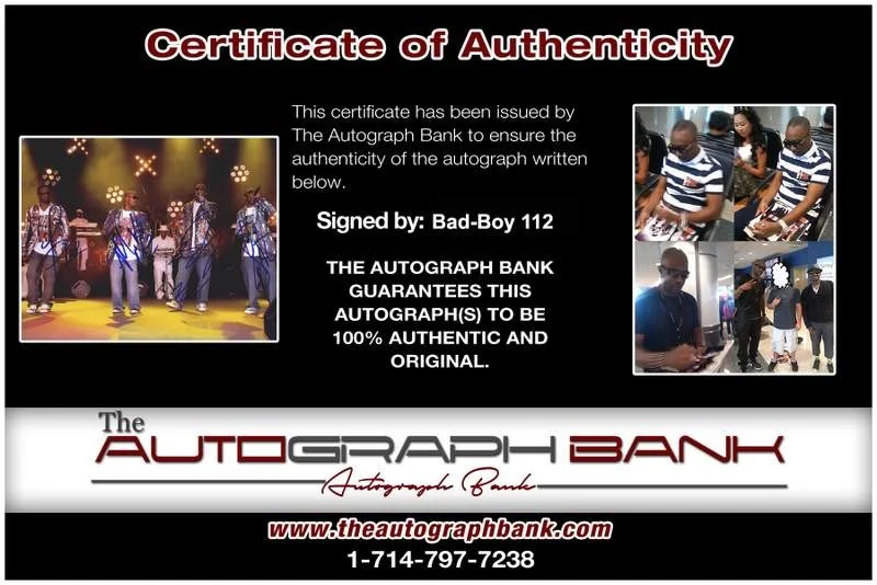 112 — Bad-Boy 112 authentic signed rap 8x10 photo W/Certificate Autographed (A0005), image 2