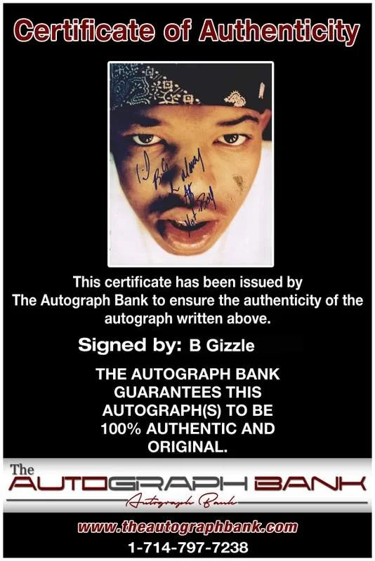 B Gizzle BG — BG Gizzle B.G. authentic signed rap 8x10 photo W/Certificate Autographed 09, image 2
