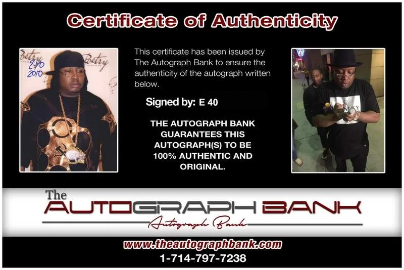 E-40 — The Click E-40 authentic signed rap 8x10 photo W/Certificate Autographed (A0289), image 2