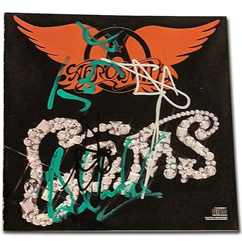 Steven Tyler & Brad Whitford & Joey Kramer — Aerosmith Steven Tyler Whitford Kramer Signed signed CD booklet W/Cert Autograph