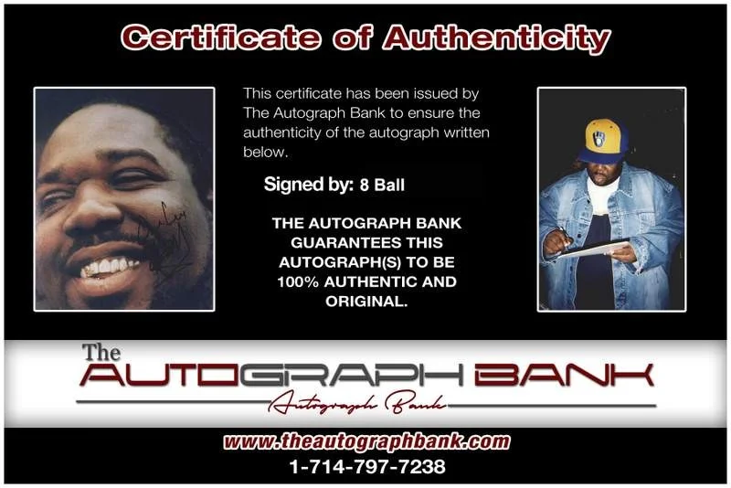 8 Ball — 8 Ball authentic signed rap 8x10 photo W/Certificate Autographed (A0027), изображение 2