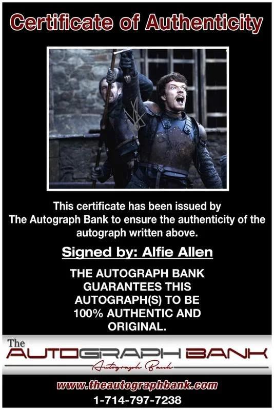 Alfie Allen — Alfie Allen authentic signed celebrity 8x10 W/Certificate Autographed (A0001), изображение 2