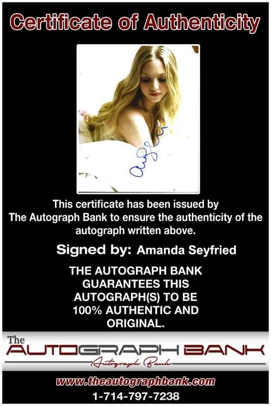 Amanda Seyfried — Amanda Seyfried signed celebrity 8x10 photo W/Certificate (D1), изображение 2