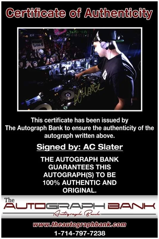 AC Slater — AC Slater authentic signed EDM dj 10X15 photo W/Certificate Autographed (A0014), изображение 2