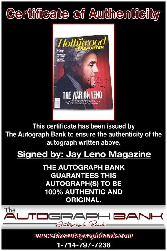 Jay Leno — Jay Leno authentic signed celebrity magazine W/Certificate Autographed (A0001), image 2