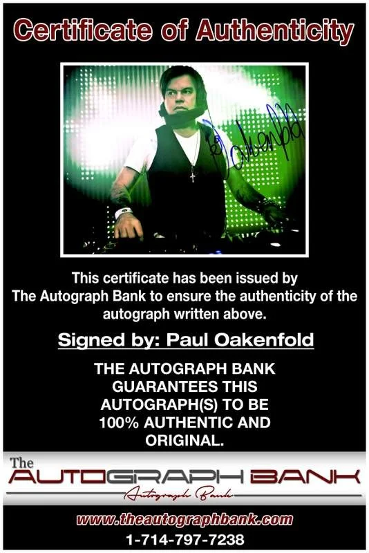 Paul Oakenfold — Paul Oakenfold authentic signed EDM dj 8x10 photo W/Cert Autographed A0001, image 2