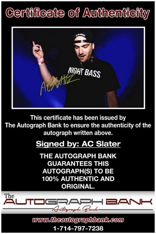 AC Slater — AC Slater authentic signed EDM dj 10X15 photo W/Certificate Autographed (A0015), изображение 2