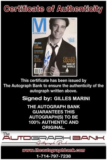 Gilles Marini — Gilles Marini authentic signed celebrity magazine W/Certificate Autographed, image 2
