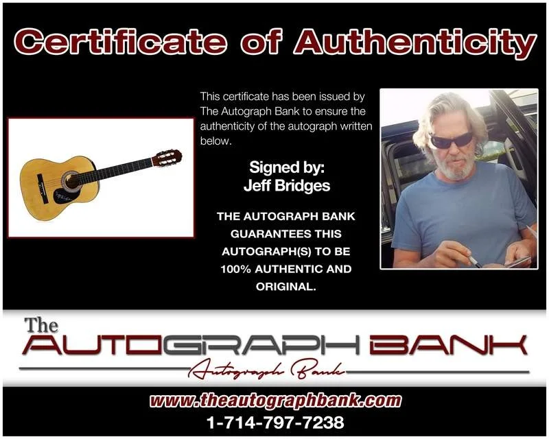 Jeff Bridges — Jeff Bridges authentic signed celebrity guitar W/Certificate Autographed (A0008), image 2