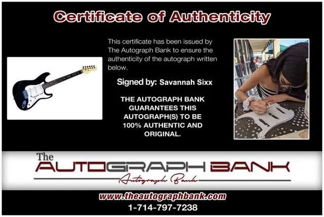 Savannah Sixx — Savannah Sixx signed adult film star guitar -PROOF- -CERTIFICATE- 12, изображение 2