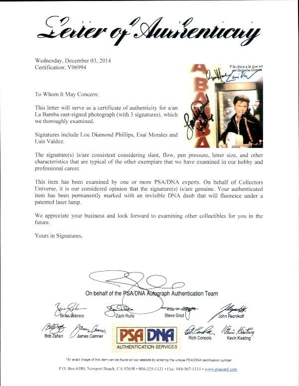 Lou Diamond Phillips — Lou Diamond Phillips authentic signed 10x15 photo W/ PSA Certificate 2616P1, image 2