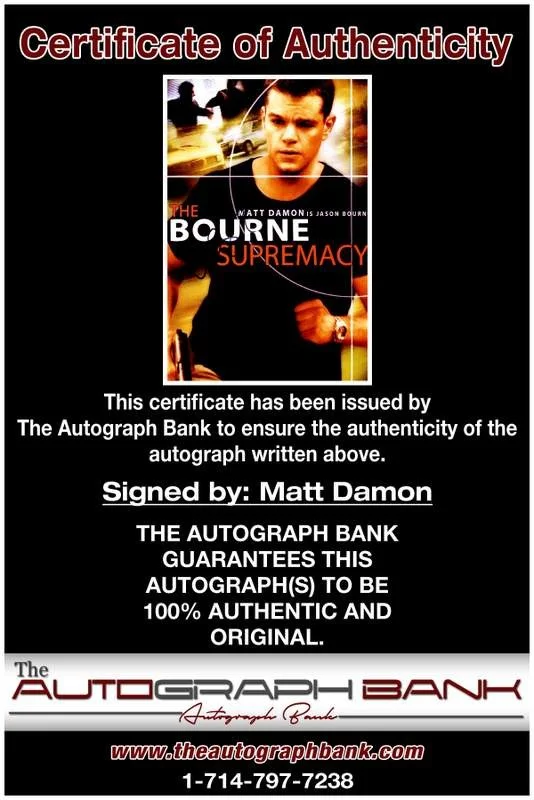 Matt Damon — Matt Damon authentic signed celebrity 10x15 photo W/Cert Autographed A00085, image 2