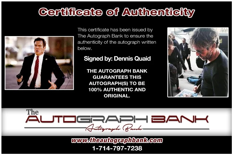 Dennis Quaid — Dennis Quaid authentic signed celebrity 10x15 photo W/Cert Autographed 2616g, изображение 2