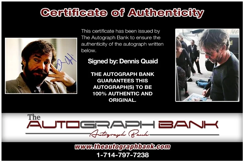 Dennis Quaid — Dennis Quaid authentic signed celebrity 11x14 photo W/Cert Autographed 2616f, изображение 2