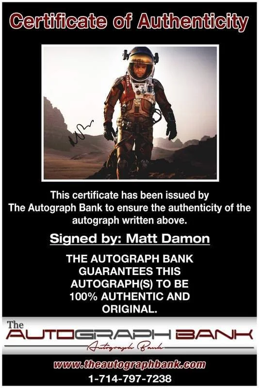 Matt Damon — Matt Damon authentic signed celebrity 10x15 photo W/Cert Autographed A0001, изображение 2