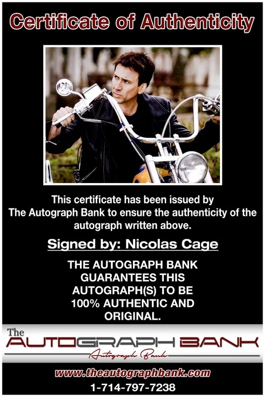 Nicolas Cage — Nicolas Cage authentic signed celebrity 10x15 photo W/Cert Autographed 2616a, изображение 2