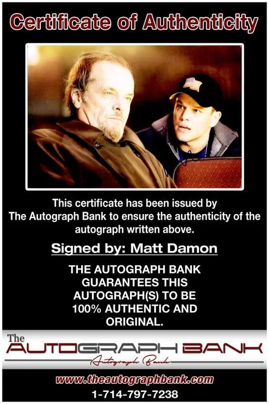 Matt Damon — Matt Damon authentic signed celebrity 10x15 photo W/Cert Autographed A00025, изображение 2