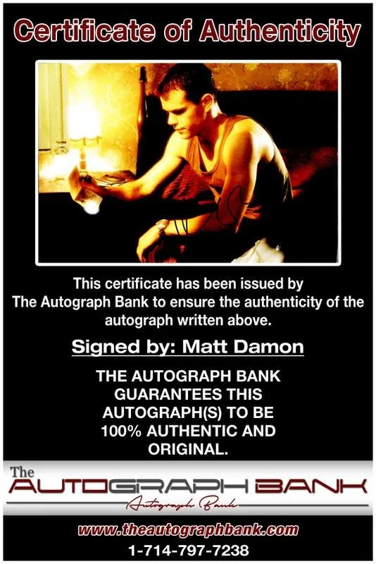 Matt Damon — Matt Damon authentic signed celebrity 10x15 photo W/Cert Autographed A00021, изображение 2